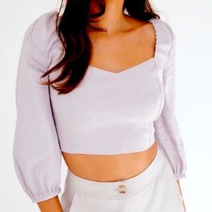 Light purple Hadwyn linen crop top from aritzia babaton